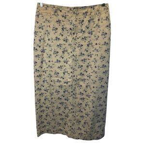 Eddie Bauer Women's‎ Beige Floral Maxi Skirt Size 12 Tall Chino Straight Prairie